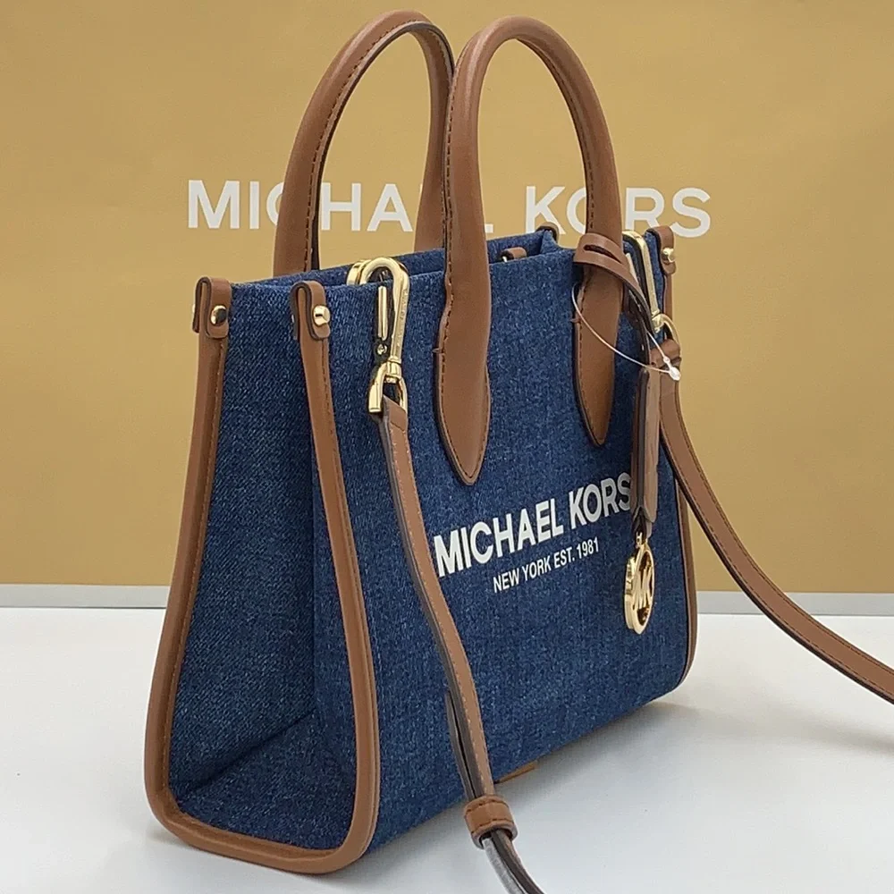 MICHAEL KORS MIRELLA SMALL SHOPPER TOP ZIP XBODY INDIGO COLOR - Picture 5 of 16